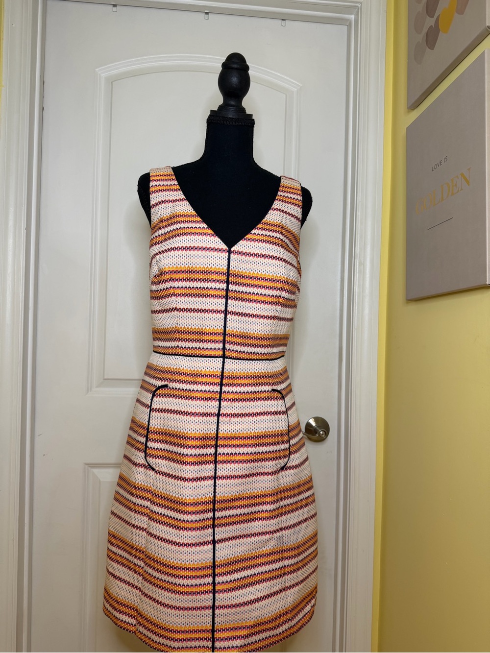 Trina Turk Dresses Sleeveless  multi colored Stripe V-Neck Dress size 8